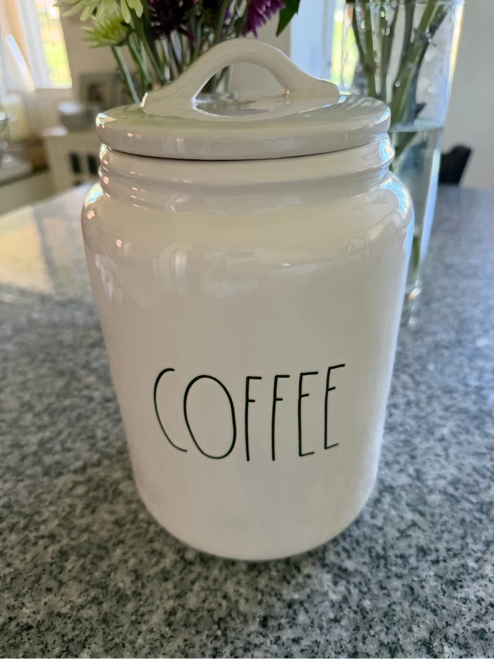 Rae Dunn OG 2020 White Ceramic large Coffee Canister with Black Lettering